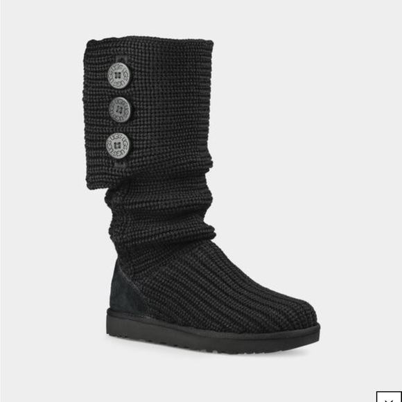 UGG Shoes - Ugg Classic Cardi Sweater Boots Black Tall Size 9